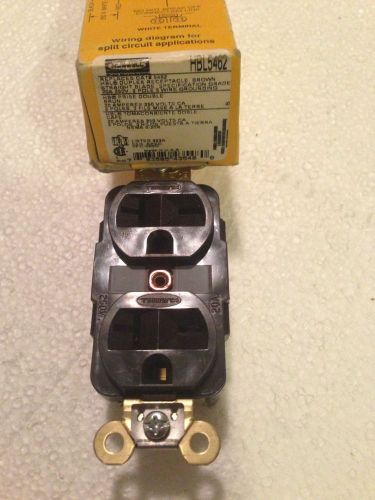 Hubbell hbl5462i duplex receptacle 20a 250v 2 pole 3 wire ground side back 3d212 for sale