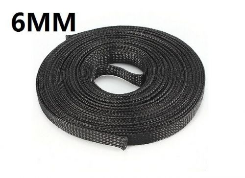 6mm Black Braided Cable Sleeving Sheathing Auto Wire Harnessing 10 Meter