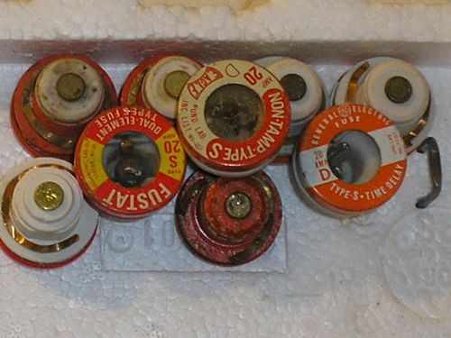 (lot of 9) misc. 20ascrew s type fuses 20 amp for sale