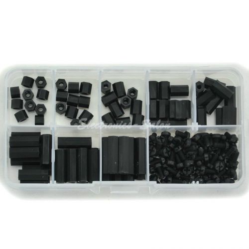 M3 nylon black hex f-f spacers/ screws/ nuts assorted kit, standoff for sale