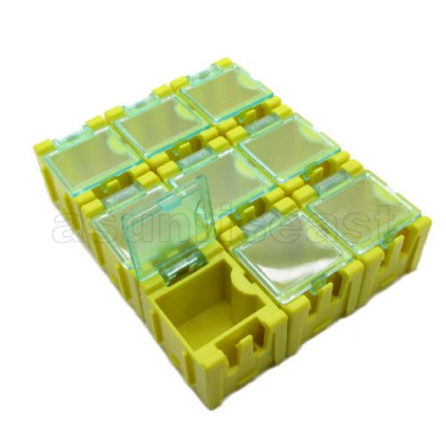 50 x yellow mini electronic component parts case box laboratory storage smt smd for sale