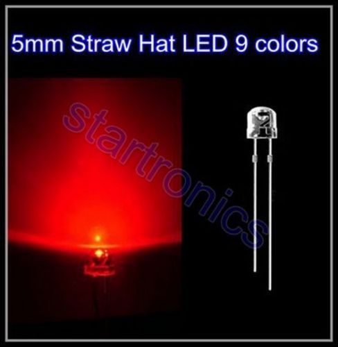 Red 5MM Straw Hat LED, Ultra Bright 5MM Red LED Diode 100PCS FreeShipping