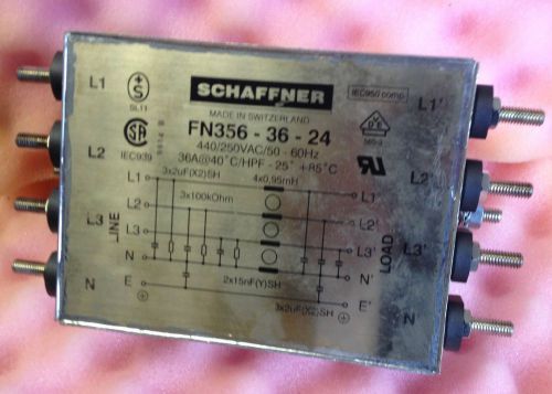 SCHAFFNER MODEL FN356-36-24 3-PHASE POWER LINE FILTER MODULE