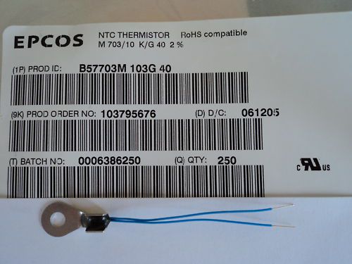 Thermistor NTC 10 K? @ 25 C 2% by EPCOS mounted Brand new 100 pieces