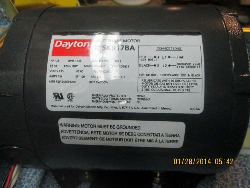 Dayton 1/3 HP Split Phase Fan Blower Motor Model 5K917BA
