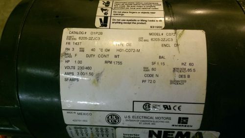 Emerson C072 Catalog D1P2B 1 HP Electric Motor