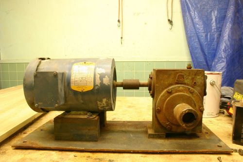Three phase motor and  20:1 gear reducer on frame for sale