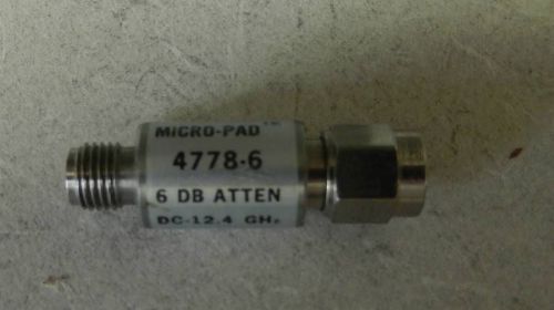 NARDA MICROPAD 4778-6 6dB SMA m(f) ATTENUATOR DC to 12.4 GHz