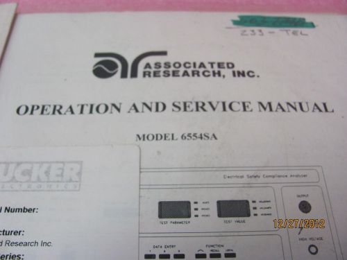 ASSOCIATED RESEARCH MODEL 6554SA VER 3.05 -Operation &amp; Service Manual