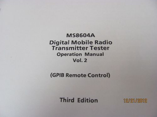 ANRITSU MS8604A Digital Mobile Radio Transmitter Tester - Operation Manual Vol 2