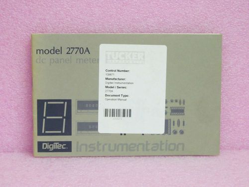 Digitec Manual 2770A DC Panel Meter Instruction Manual w/Schematics
