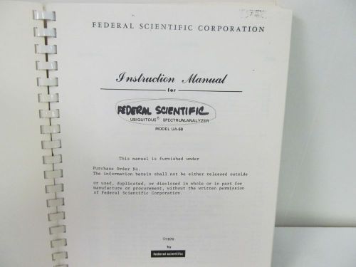 Federal Scientific UA-6B Ubiquitous Spectrum Analyzer Op/Service Manual