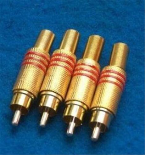 10 pcs Gold Plated RCA Plug Audio Male Connector  Metal Spring  Red