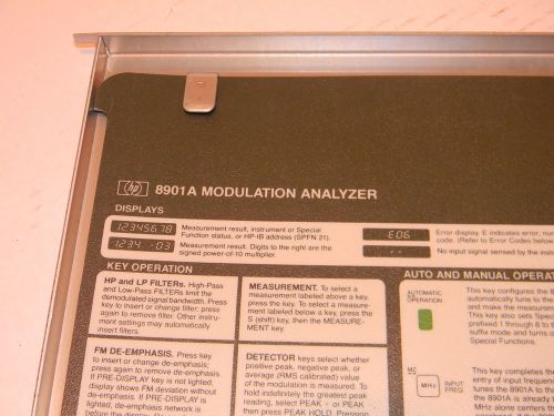 HP Aglent 8901A Pull Out Reference Information Operation Cards &amp; Tray