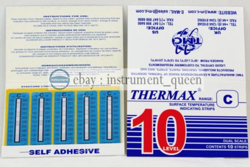 Tmc 10 strips thermax temperature label 10 level range c 132-182°c/270-360°f for sale