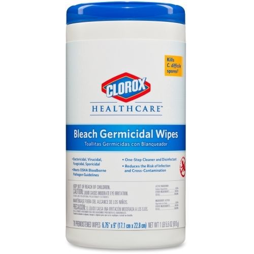 Cox35309 clorox germicidal wipes, 1/10 bleach solution, 70 wipes for sale