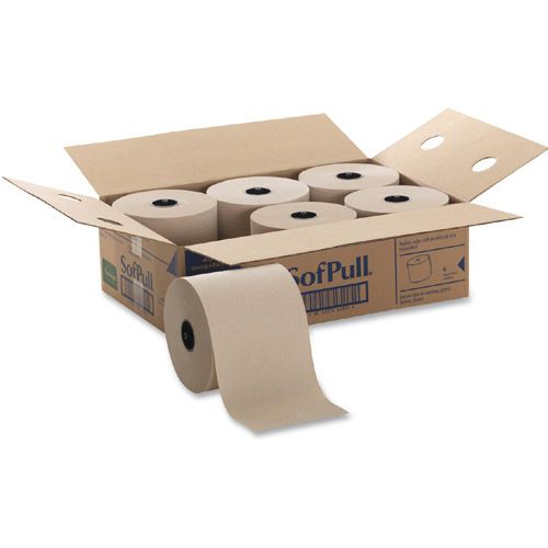 SofPull Hardwound Kraft Roll Paper Towels - 6/Carton -7.09&#034;x1000ft- Brown