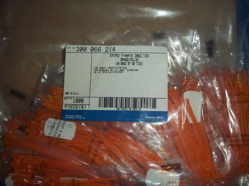 T&amp;b id ty-rap  cable tie 3-3/8&#034; long -orange with yellow stripes - bag of 1000! for sale