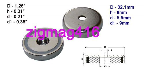 5 pcs of  Neodymium (rare earth) Pot Magnets, 1.26&#034; dia x 0.31&#034; thick