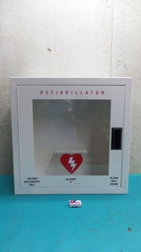 Allegro 4210-01 white tempered glass alarmed safety defib cabinet for sale