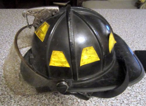 Morning Pride Black Firefighter Helmet 1996 w/ Eagle &amp; Faceshield~NFPA~MPBF1~