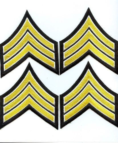 Brand New 4 Sergeant Embroidered Chevron Stripes Yellow WhiteBlack Police Patch