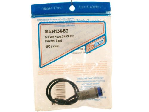 Selecta Switch SL53412-6-BG  Light Neon 1/2 O.D.Raised Blue Lens 125V AC or DC