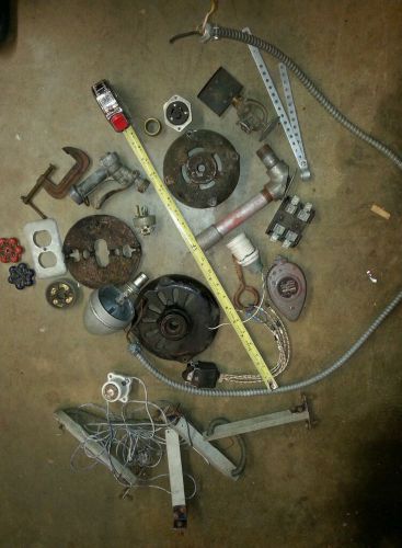 Vintage Mixed Industrial Steampunk Parts Lot; Art Deco; used; metal; iron; steel