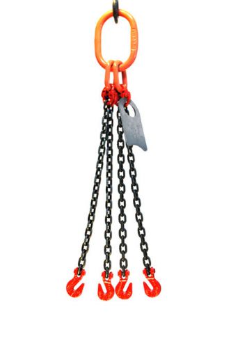 1/2&#034; 10 foot grade 80 qog quad leg lifting chain sling - oblong grab hook for sale