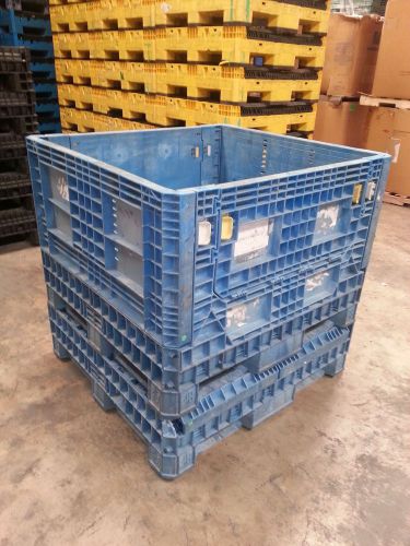1 48x45x34 collapsible bin stackable pallet box shipping storage heavy duty tote for sale