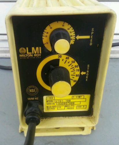 LMI MILTON ROY J151-198  100psi 115volts  1.4 amps  GPH .6 Chemic  METERING PUMP