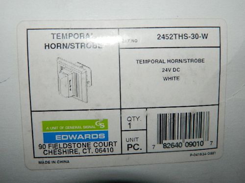 New est edwards 2452ths-30-w horn strobe 30 temporal white fire alarm wall mount for sale