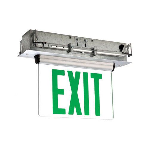 Barron lighting single face universal mount green led edge lit exit sign for sale