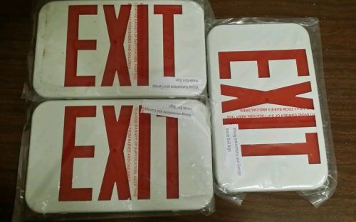 LOT OF 3 NEW PLASTIC EXIT SIGN FRONT PLASTIC COVER WHITE AND RED