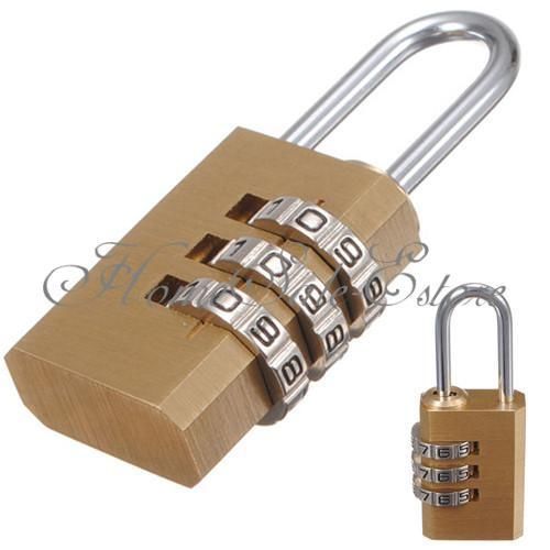 3 Dial Metal Resettable Combination Padlock Suitcase Luggage Password Digit Lock