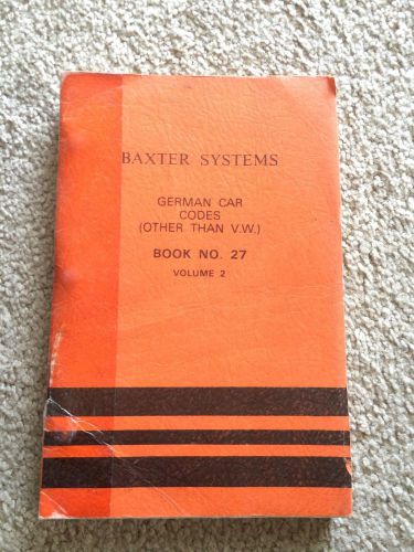 Baxter German Car Codes Book No. 27 Volume 2