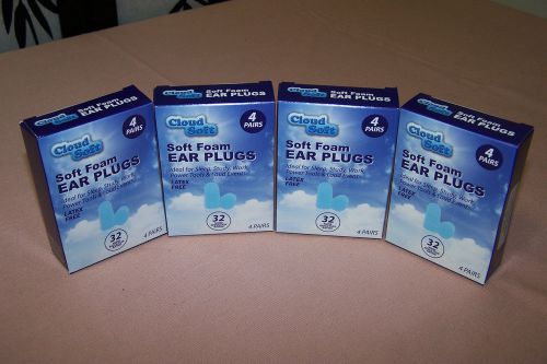 Cloud soft foam ear plugs travel pack 4 pairs per pack 4-packs! nib 32 nrr wow!! for sale