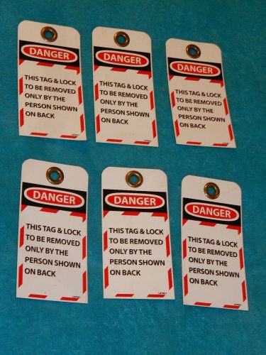 Lockout tags 6 pack with 3/8&#034; brass grommet safety lockout tagout tag for sale