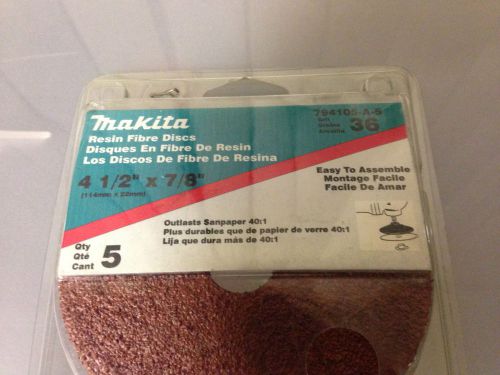 MAKITA RESIN FIBER DISCS..... 36 Grit...794105-A-5...NEW IN PKG