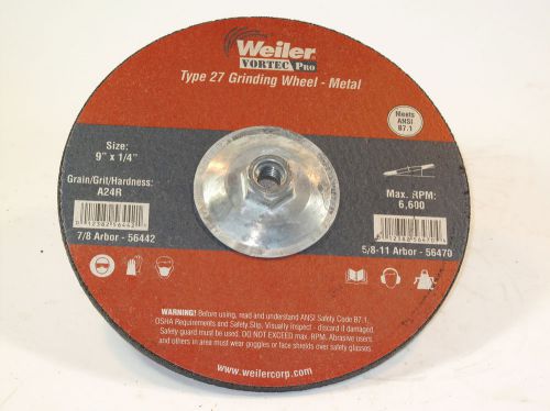 1 lot of 8 - weiler 9&#034; x 1/4&#034; x 5/8-11 type 27 grinding wheel pt# 56470 (#1314) for sale
