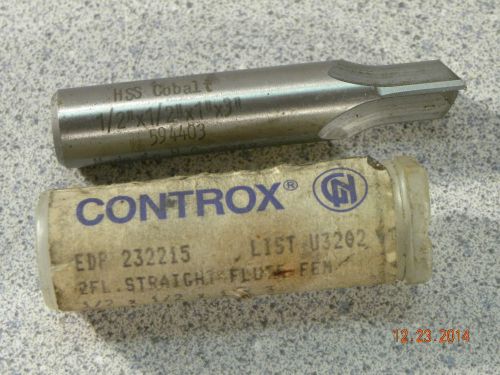 Controx HSS Cobalt Straight Flute Fen  1/2 &#039;&#039; x  1/2 &#039;&#039; x 1&#039;&#039; x 3&#039;&#039; end mill lot # 21