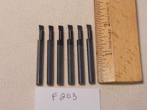 6 USED SOLID CARBIDE BORING BARS. 3/16&#034; SHANK. MICRO 100 STYLE. B-160500 (F203}
