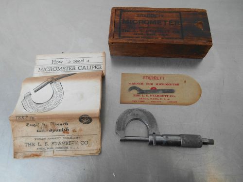 Vintage Starrett No. 230 0 - 1 Inch Micrometer Machinist Tool Nice Original Box