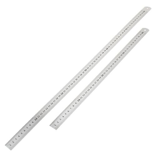 2 in 1 40cm 60cm Double Sides Students Metric Straight Ruler Silver Tone