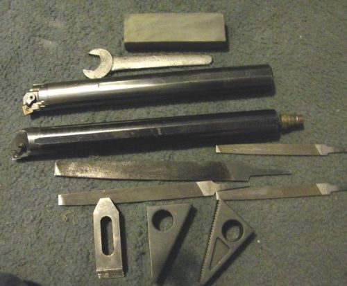 Machinist lot, 1.5 in. boring bars, bench stone, files for sale