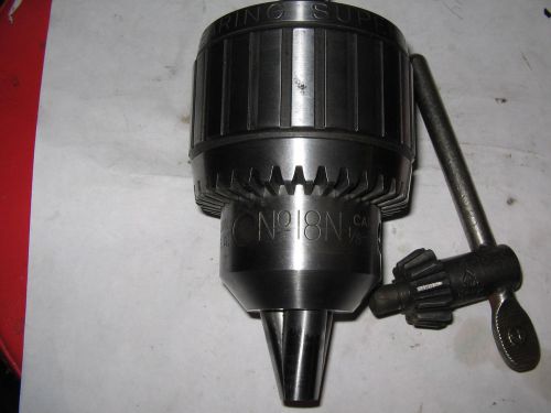 Jacobs # 18n super drill chuck/key, mt2 arbor,jt4 mount, 1/8&#034; - 3/4&#034; capacity for sale