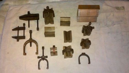 Huge lot of 19 tools machinist vee  &#034;v&#034; blocks clamps starrett 271 b&amp;s 750-a for sale