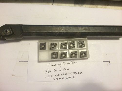 1&#034; valenite steel bar w/ box of zcc-ct cnmg 432 - dr  ybc252 carbide inserts for sale