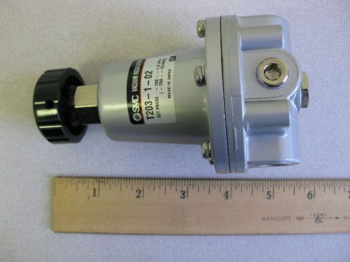New in box - smc t203-1-02 vacuum regulator - 10-750 mmhg / 1.3-100kpa for sale