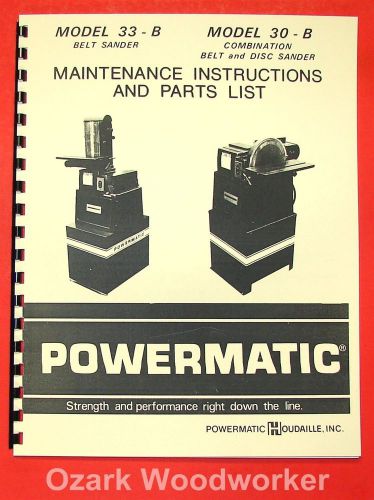 POWERMATIC M30-B M33-B Sander Operator Parts Manual 0546
